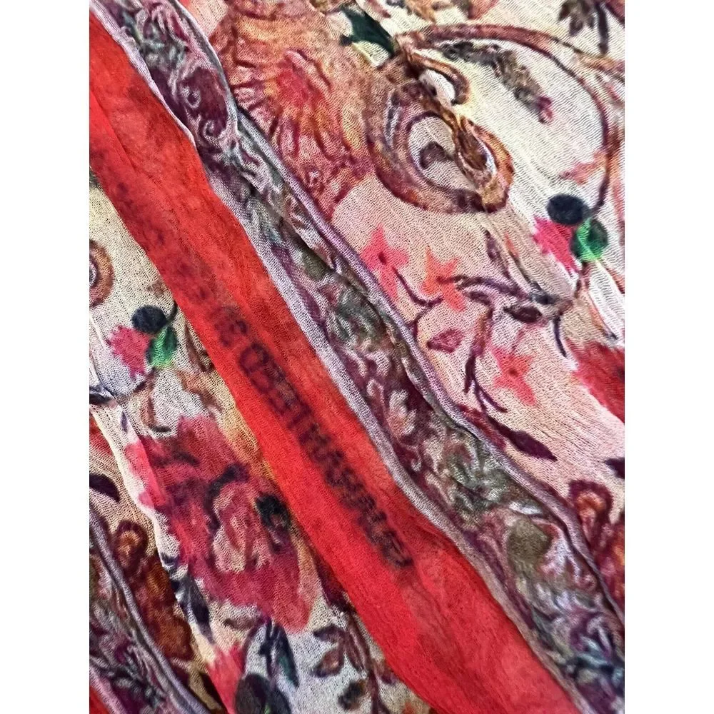 Gorgeous Sheer Multicolor Silk Scarf Wrap 92